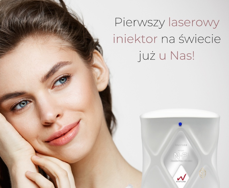 laserowy iniektor, pani podpierająca głowę